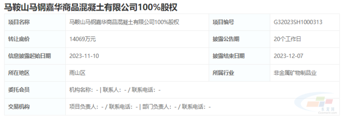 底價(jià)1.4億元掛牌轉(zhuǎn)讓，馬鋼嘉華混凝土股權(quán)易主引發(fā)關(guān)注